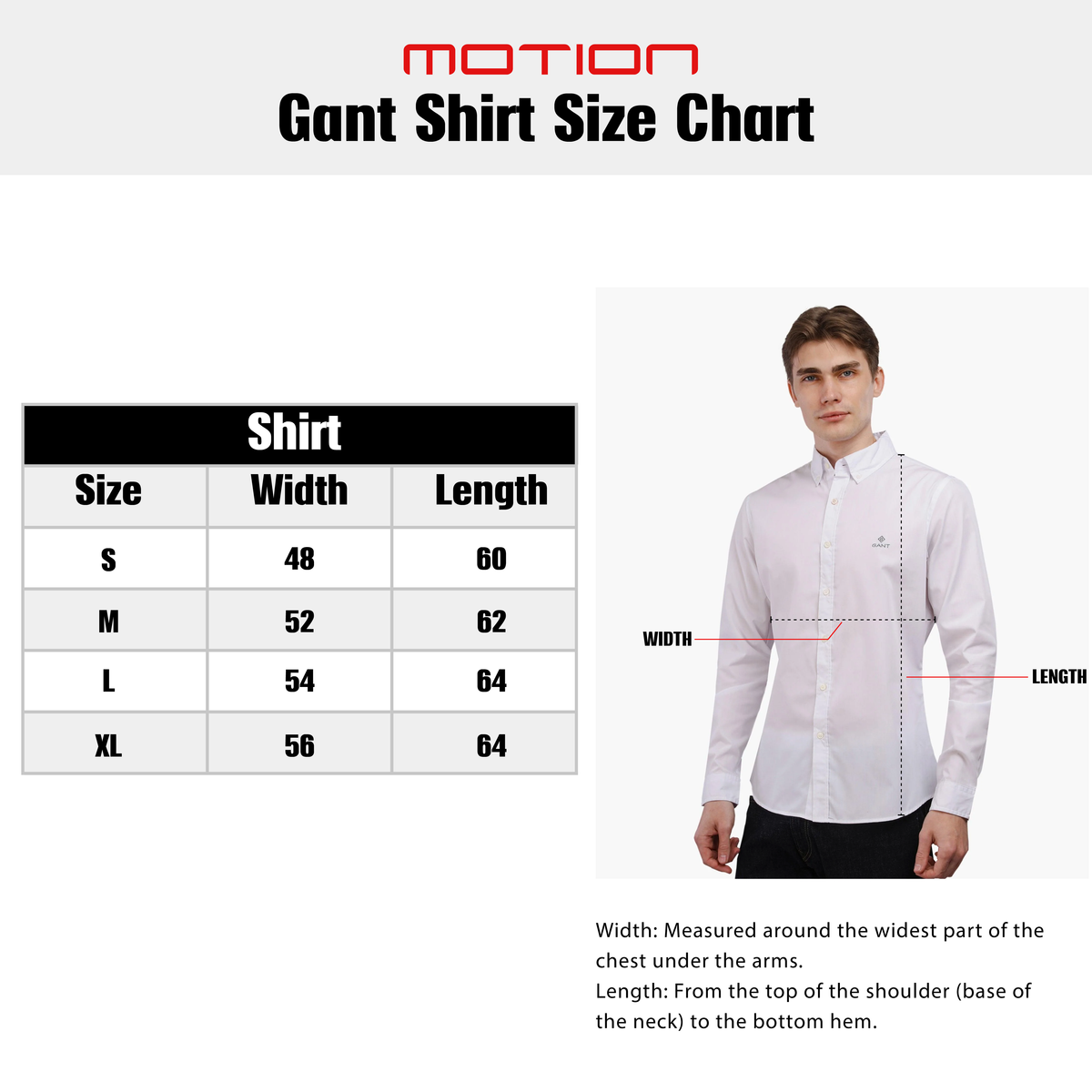 Size guide – GANT Shirt