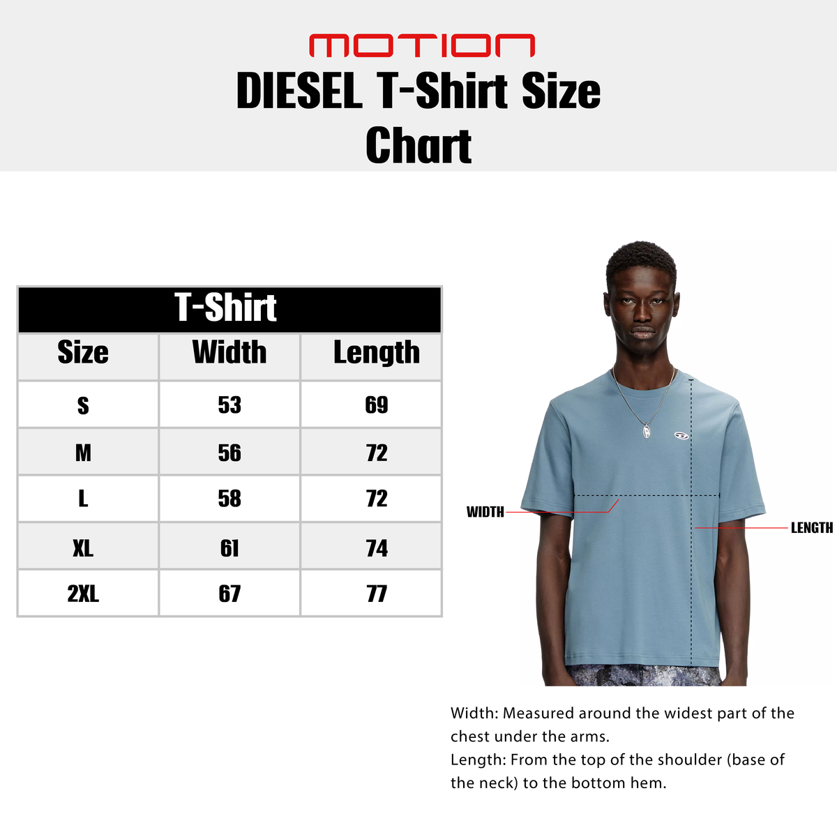 Size guide – Diesel Crewneck T-Shirt