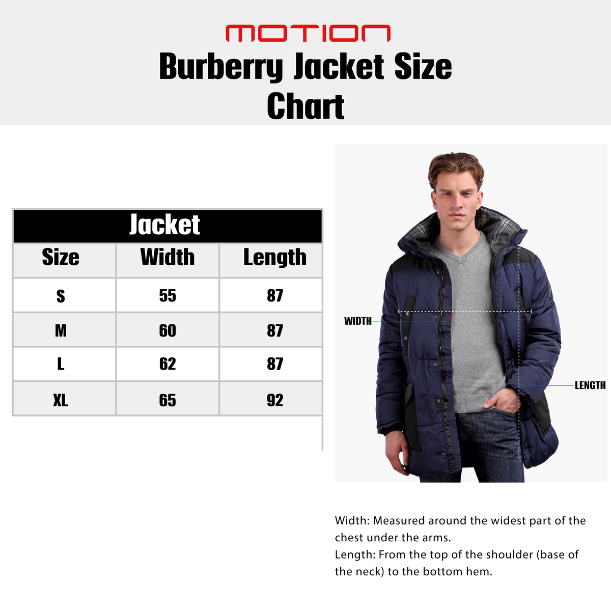 Size guide – Burberry Jacket Regular Fit