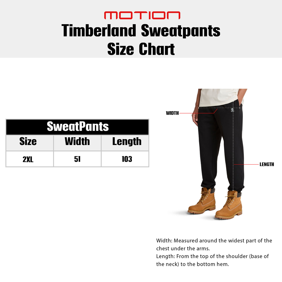 Size guide – Timberland Sweatpants