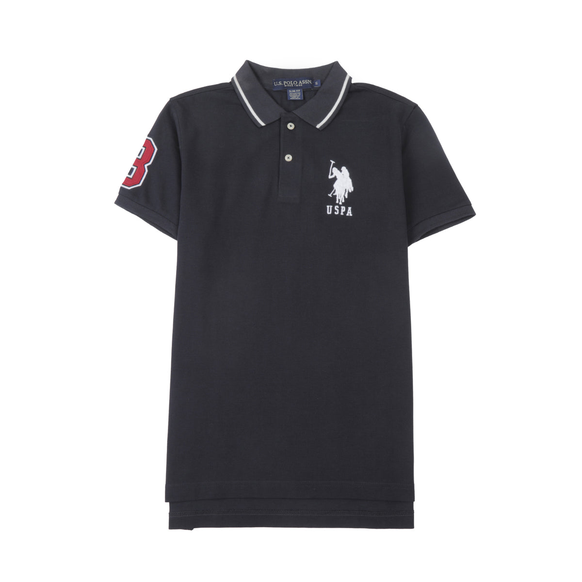 U.S.POLO ASSN POLO SHIRT RAPPER LOGO ON CHEST WHITE