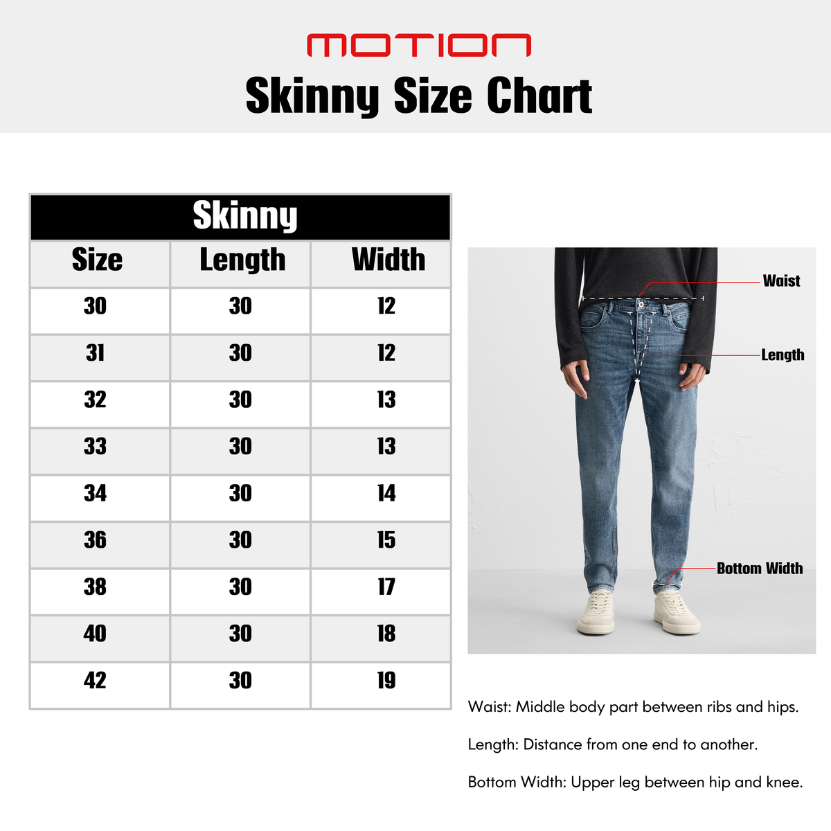 Size guide – Levis 510 Skinny Fit Jeans