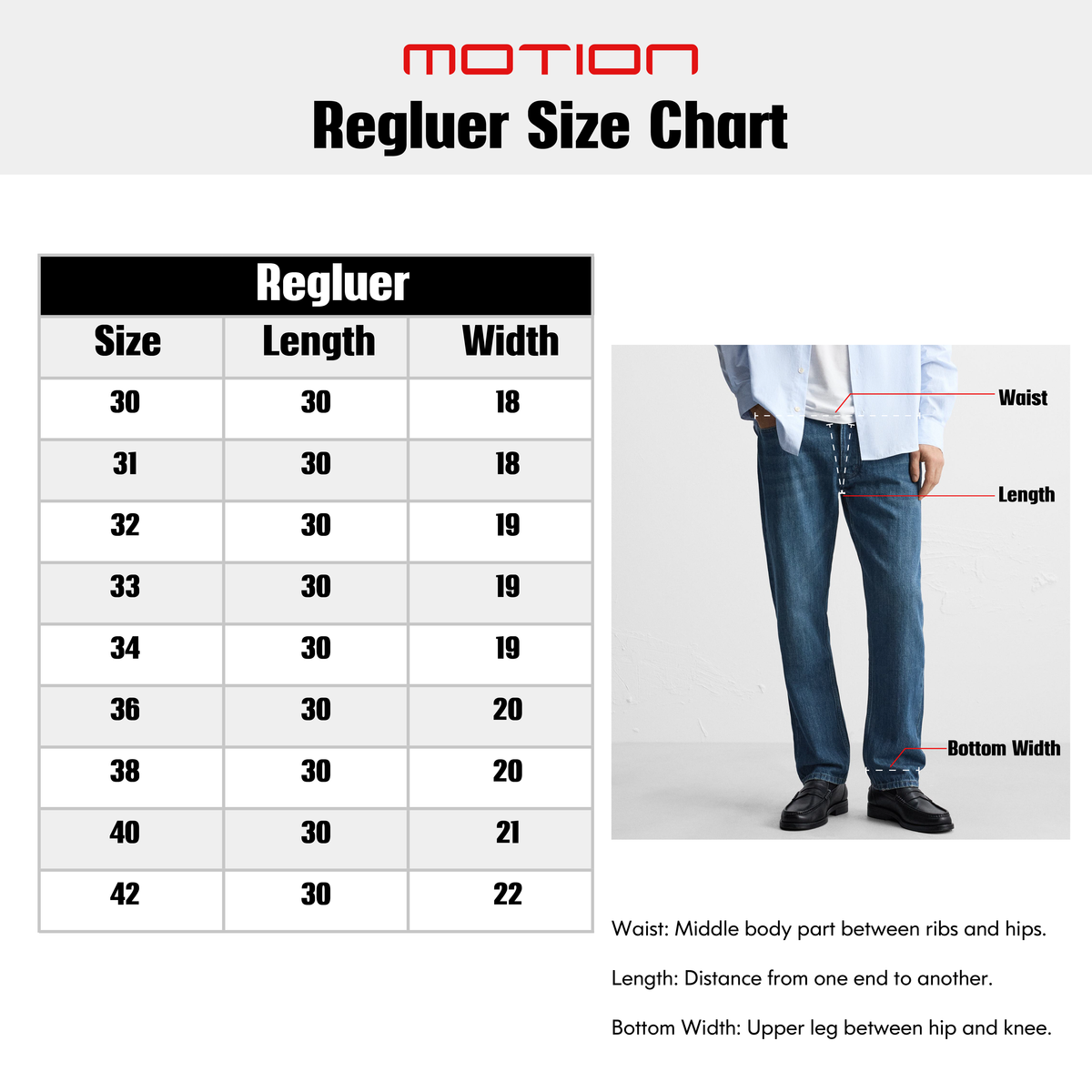 Size guide – Tommy Hilfiger Regular Fit Pants