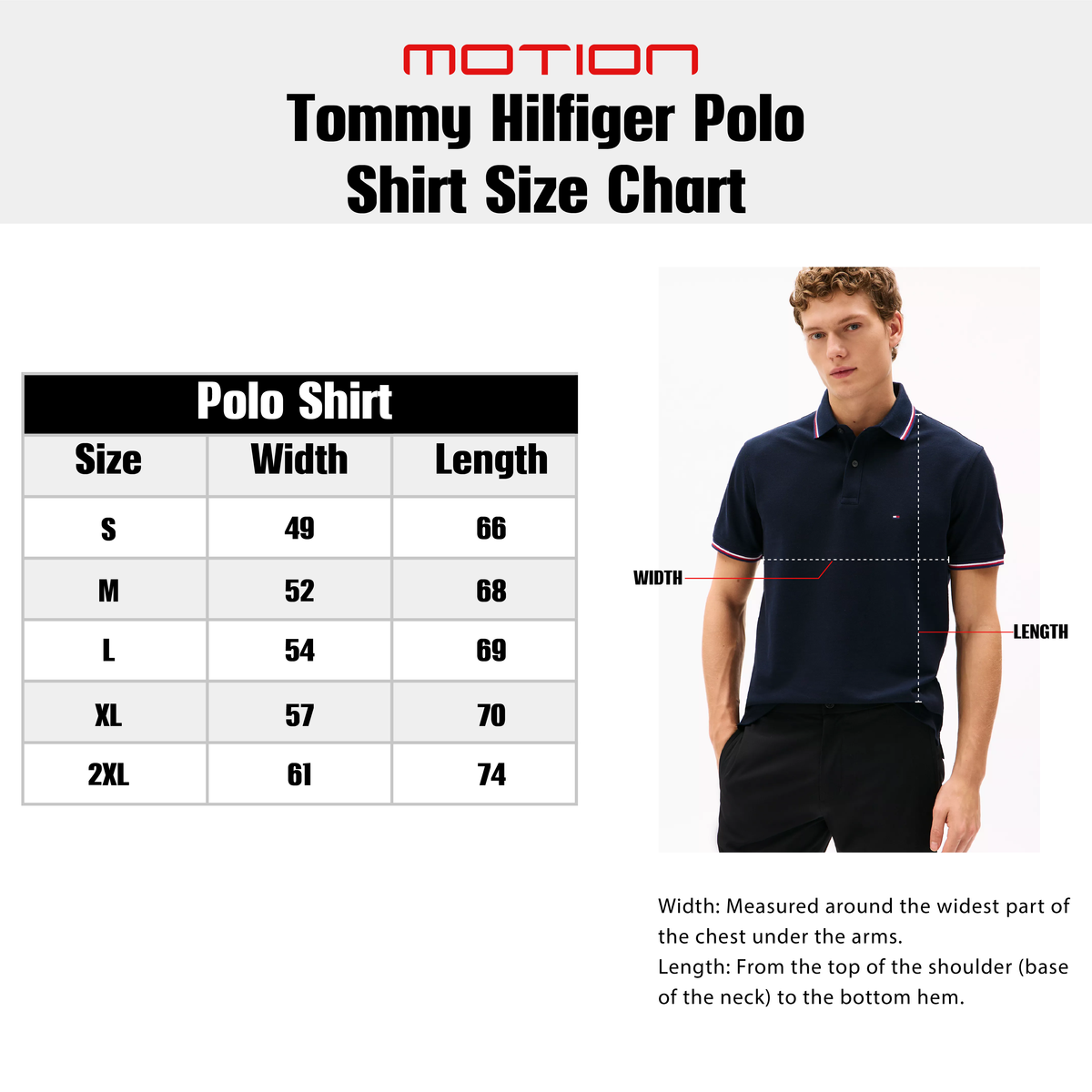 Size guide – Tommy Hilfiger Slim Fit Polo Shirt