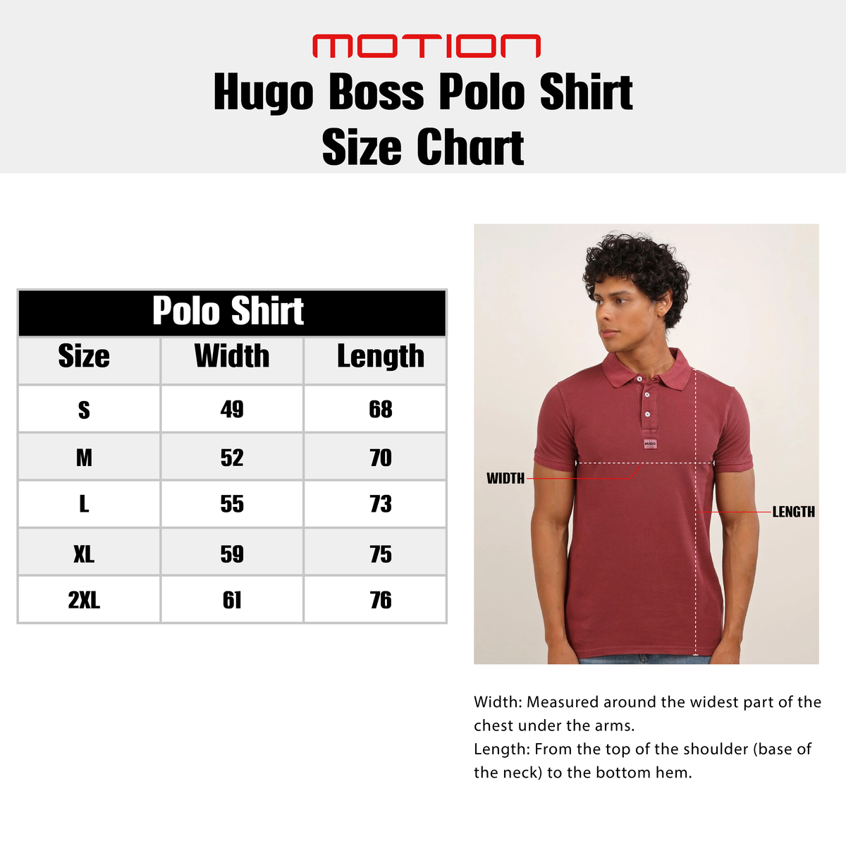 Size guide – Hugo Boss Slim Fit Polo Shirt
