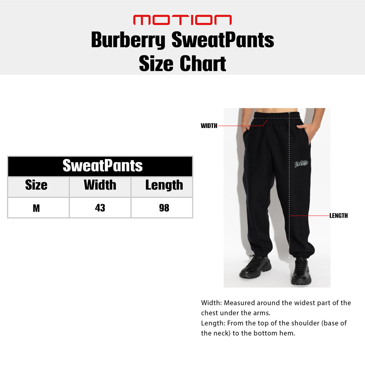 Size guide – Burberry Sweatpants